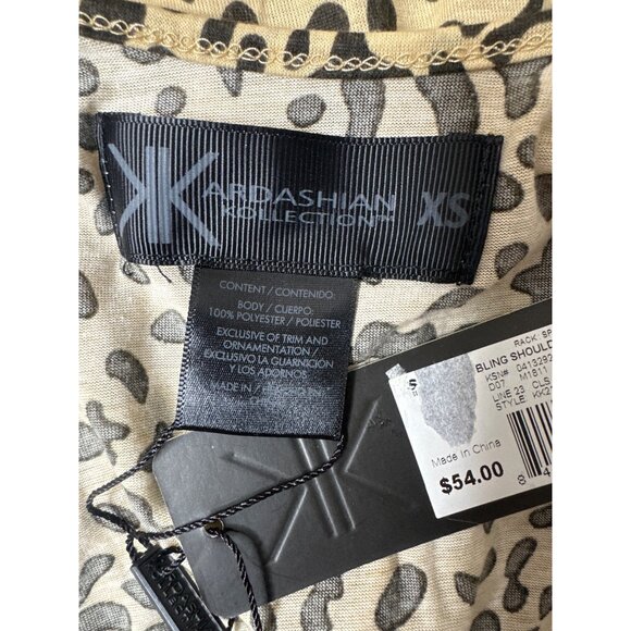 Kardashian Kollection XS Leopard Print Beaded & Chain Embellished Tank Top - Picture 5 of 7